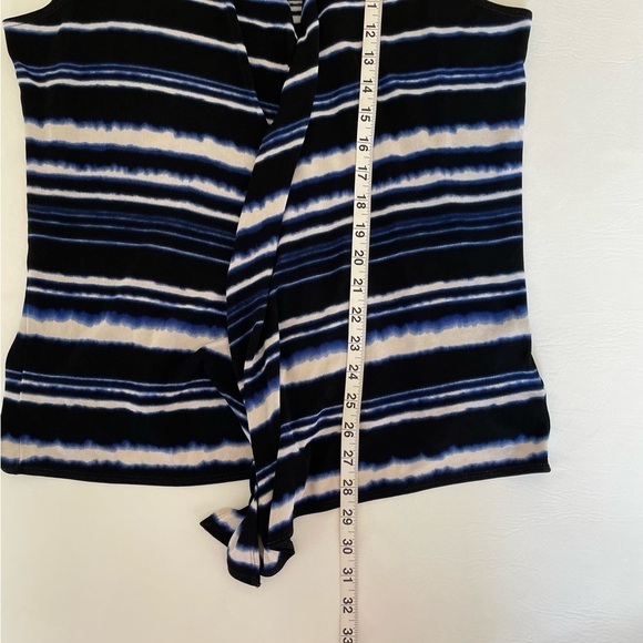 Chico’s XL/3 Travelers Blue/Black/White Striped Sleeveless Vest Cardigan - Picture 7 of 10